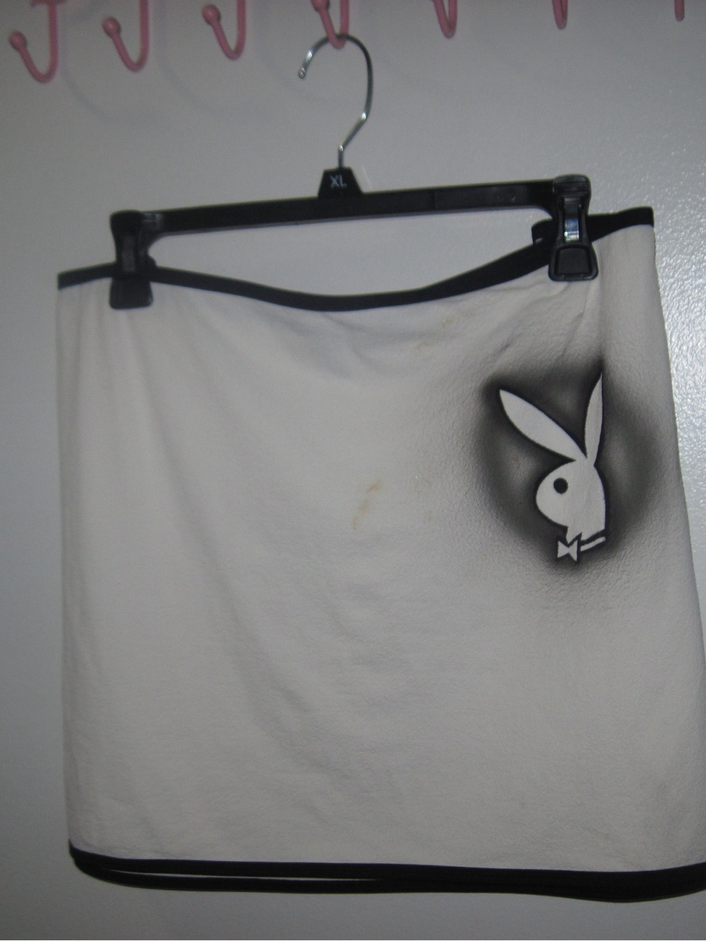 Time and Tru White Mini Skirt with Black Trim and Bunny Accent